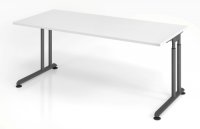Schreibtisch Zell 180x80 cm Weiss Grafit ohne Seitenblenden